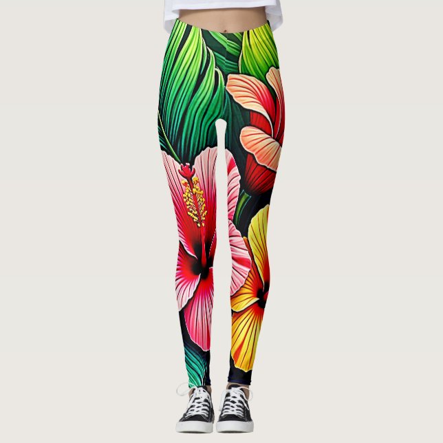 Exotiska blomsterträdgårdsdrommar leggings (Framsida)