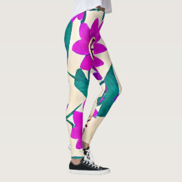 Exotiska blomstrande leggings: Stilig blommande gl Leggings