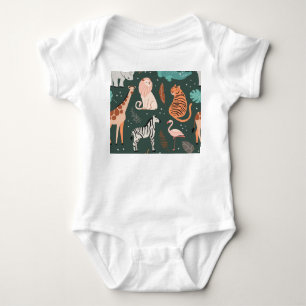 Exotiska djur: Mörk Tropical Kids' Mönster. T Shirt