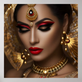 Exotiska egyptiska juveler Kvinnor gyllene rödhörl Poster