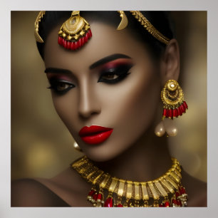 Exotiska egyptiska smycken fantastiska kvinnor gul poster