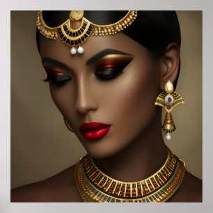 Exotiska egyptiska smycken vackra kvinnor guld pär poster