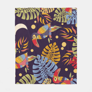 Exotiska fågelväxter färgade Mönster Fleecefilt