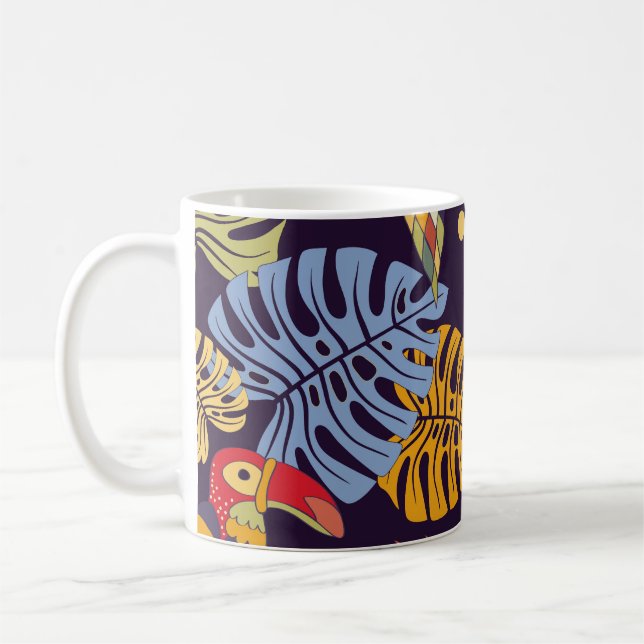 Exotiska fågelväxter färgade Mönster Kaffemugg (Vänster)