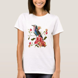 Exotiska fåglar, blommor, granat. t shirt