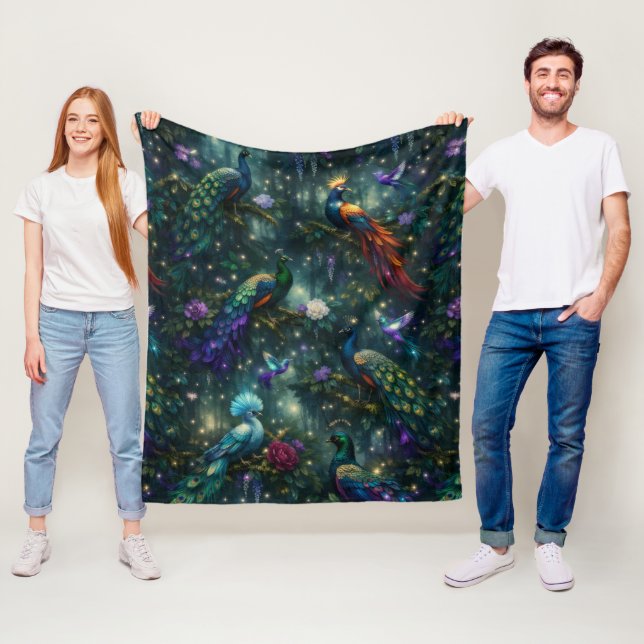 Exotiska Fåglar Fantasy Luxe  Fleecefilt (På plats)