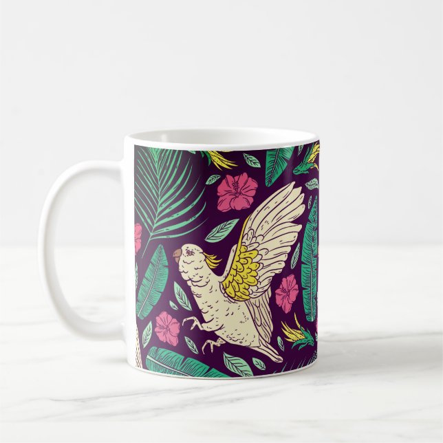 Exotiska fåglar från paradiset mönster kaffemugg (Vänster)