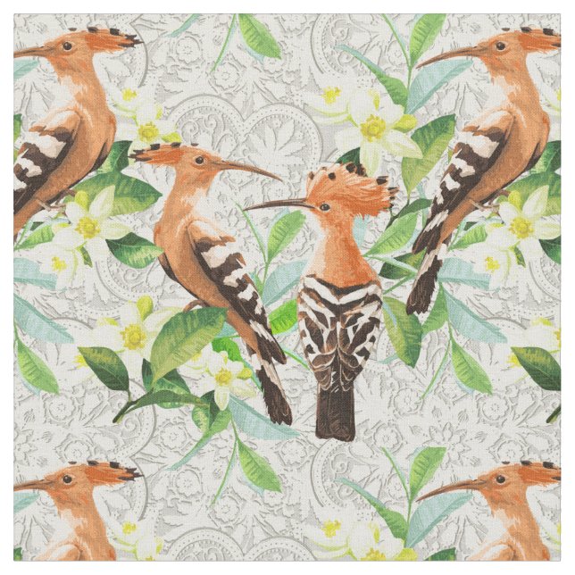 Exotiska fåglar på snöre tyg (Närbild)