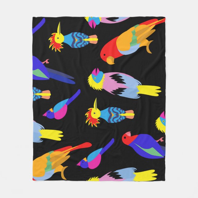 Exotiska fåglar Paradise Toucan Mönster Fleecefilt (Framsidan)