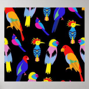 Exotiska fåglar Paradise Toucan Mönster Poster