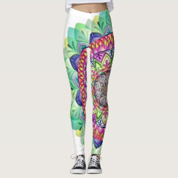 Exotiska färgade mandala leggings