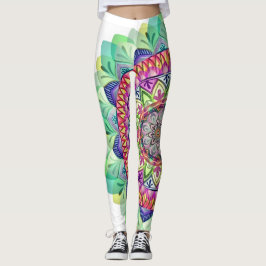 Exotiska färgade mandala leggings