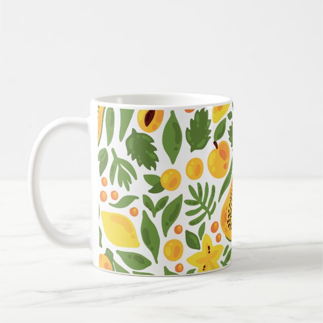 Exotiska frukter Ensemble: Papaya, Lemon, Mango Kaffemugg (Vänster)