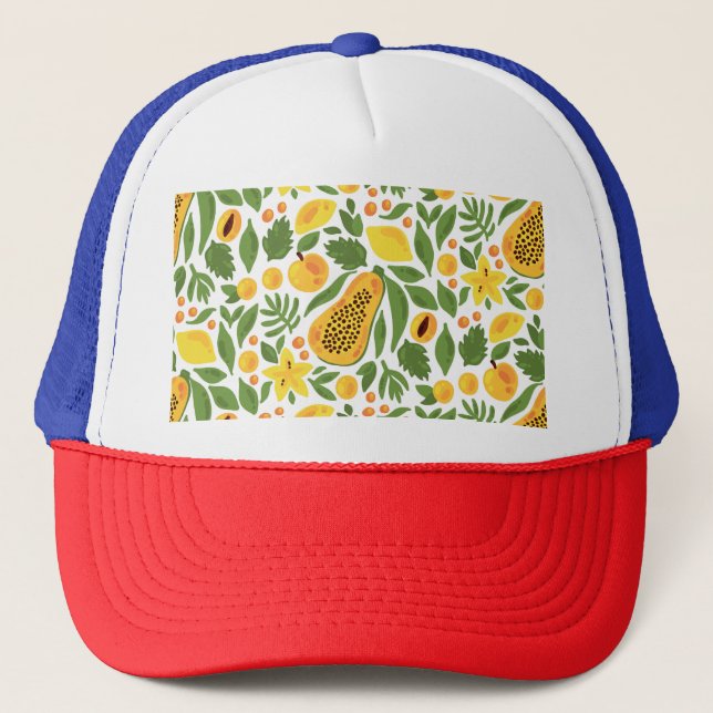 Exotiska frukter Ensemble: Papaya, Lemon, Mango Keps (Framsida)