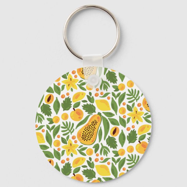 Exotiska frukter Ensemble: Papaya, Lemon, Mango Nyckelring (Framsida)