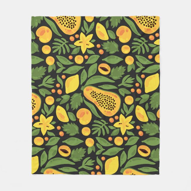 Exotiska frukter: färglös sommarsömlös fleecefilt (Framsidan)