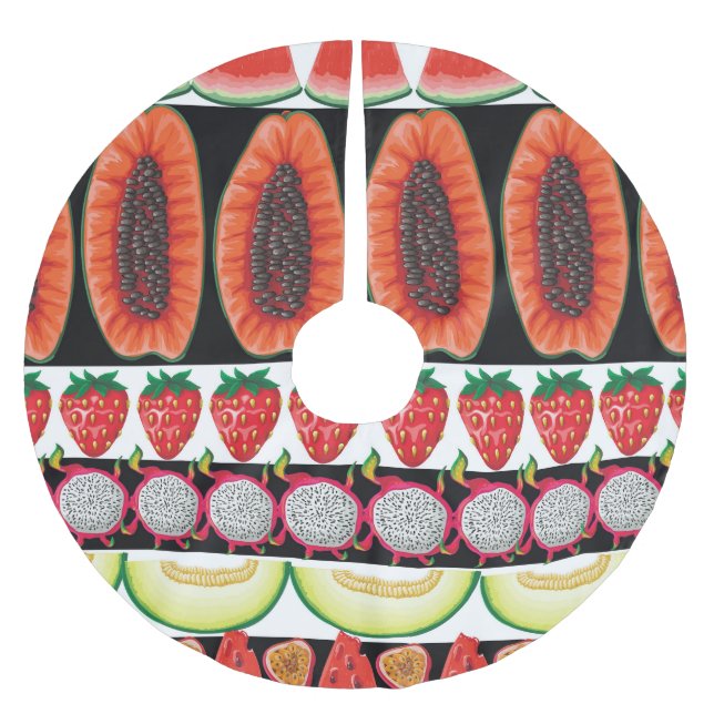 Exotiska frukter, Trendiget Seamless Mönster Julgransmatta Borstad Polyester (Framsidan)