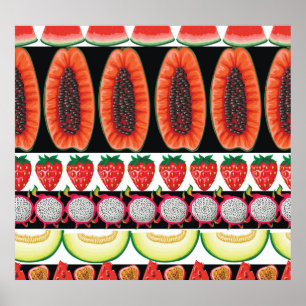 Exotiska frukter, Trendiget Seamless Mönster Poster