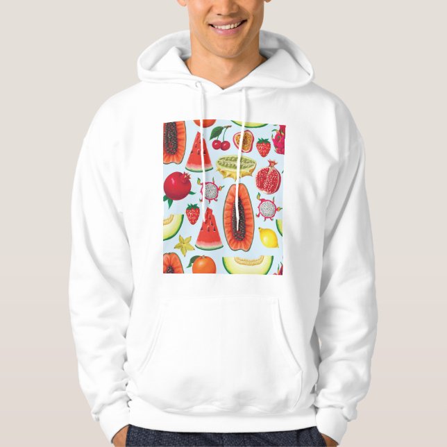 Exotiska frukter: Trendiget Skriv ut färglös. Hoodie (Framsida)