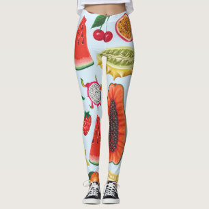 Exotiska frukter: Trendiget Skriv ut färglös. Leggings