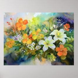 Exotiska hawaiiska blommor Poster