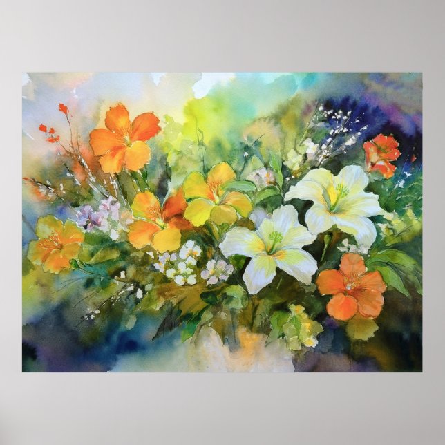 Exotiska hawaiiska blommor Poster (Framsidan)