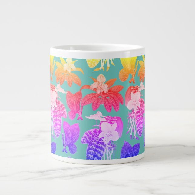 Exotiska hus, hawaiian mönster kaffe mugg jumbo mugg (Framsidan)