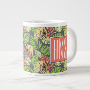 Exotiska jungle-Löv och elefanter Monogram Jumbo Mugg