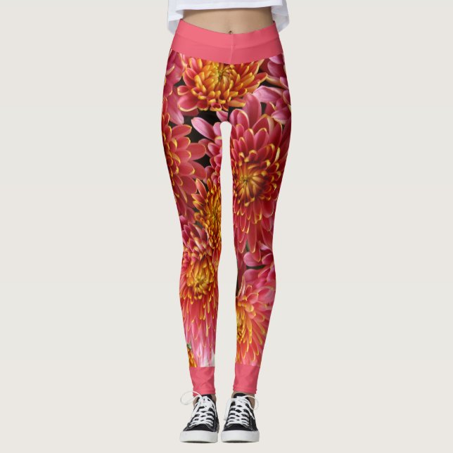 exotiska krysantemblommor leggings (Framsida)
