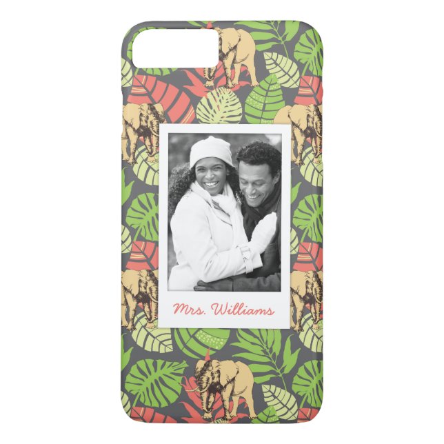Exotiska löv & elefanter | tillfogar ditt foto & Case-Mate iPhone skal (Baksida)