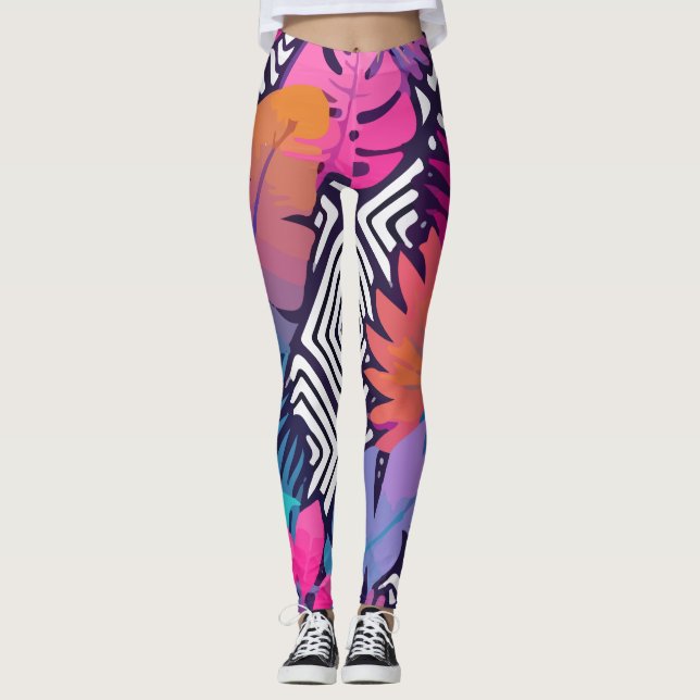 Exotiska Löv Leggings (Framsida)