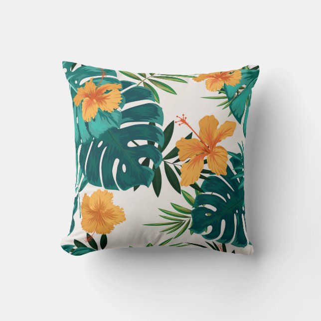 Exotiska Löv och blommor Kudde (Framsida)