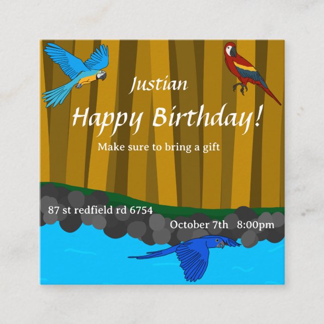 Exotiska morötter i födelsedagsfesten Skog Tilläggskort (Framsida)