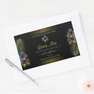Exotiska produktetiketter Gult Lila Hawaii Flowers Rektangulärt Klistermärke