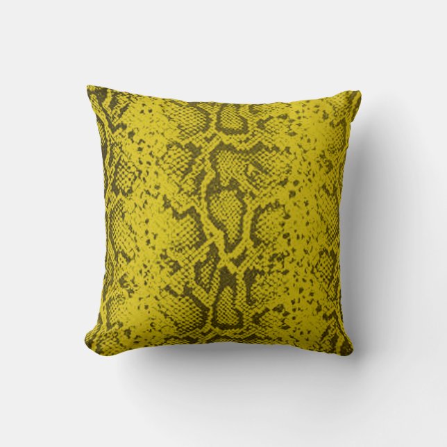 Exotiska Snakeskin Mönster| gult Kudde (Framsida)