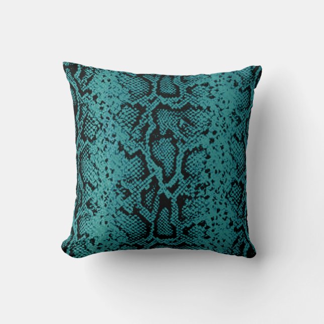 Exotiska Snakeskin Mönster| turkos Kudde (Framsida)
