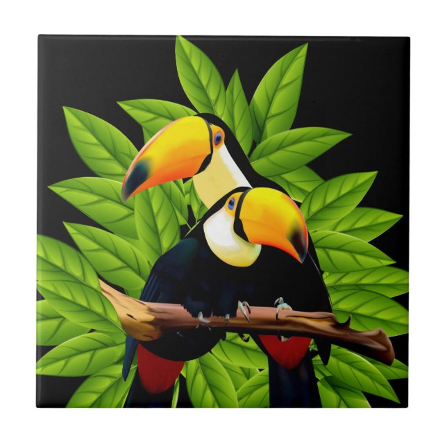 Exotiska Toucans Kakelplatta (Framsidan)