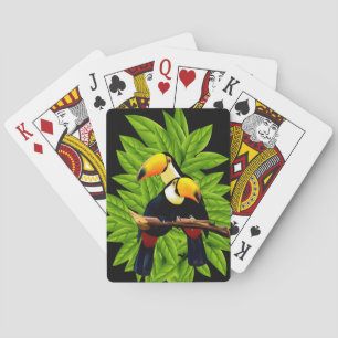 Exotiska Toucans på svarta Casinokort