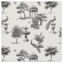 Exotiska trädgård påfåglar fåglar Toile de jouy 