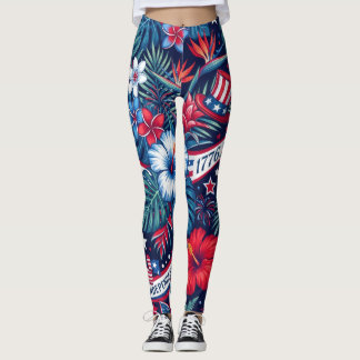 Exotiska tropiska 4 juli Americana Leggings