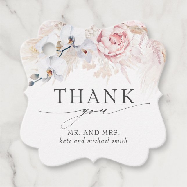 Exotiska tropiska blommor Bröllop Tack Gåvor Etiketter (Framsida)