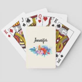 Exotiska tropiska blommor i Rosa och Aqua Casinokort