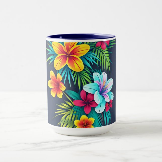 Exotiska tropiska blommor mugg (Center)