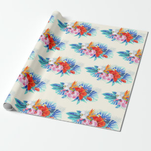 Exotiska tropiska blommor - Rosa och akvamarin Presentpapper
