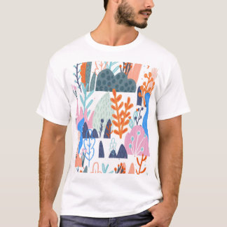 Exotiska växter: Ljus sjölösa Mönster T Shirt