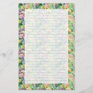 Exotiskt blomma vattenfärgkaktusmönster brevpapper