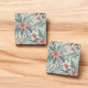 Exotiskt Blommönster Elegant Tropical Handflatan L Stenunderlägg
