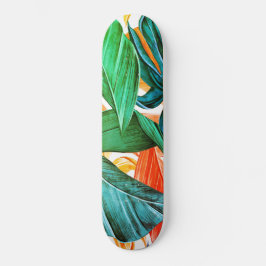 Exotiskt färglöst handflatan löv mini skateboard bräda 18,5 cm