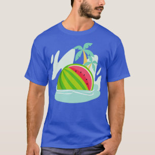 Exotiskt Handflatan Träd Sommar Melon Ocean Fruit T Shirt