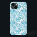 exotiskt hav mönster<br><div class="desc">Sömlös vit och blå mönster. Havsö med handflatan träd,  båt,  sköldpaddor,  snäckor,  konturer. Vector © och ® Bigstock® - Med reserverade Höger.</div>